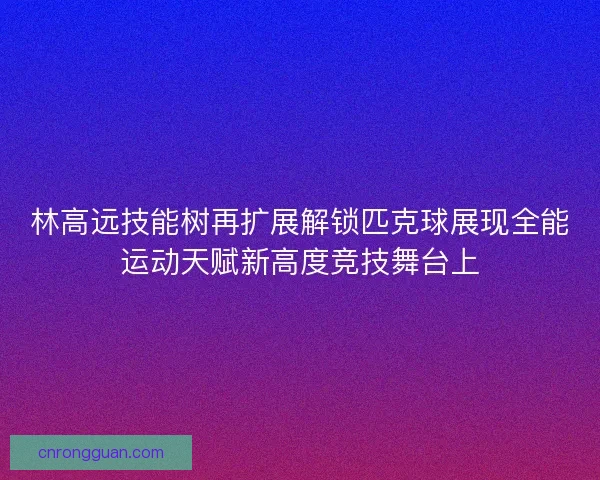 林高远技能树再扩展解锁匹克球展现全能运动天赋新高度竞技舞台上