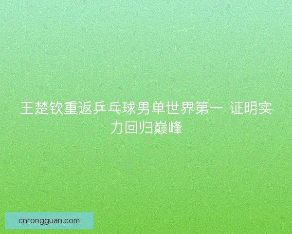 王楚钦重返乒乓球男单世界第一 证明实力回归巅峰